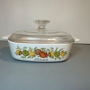 Vintage CorningWare Spice of Life 1 Quart A-1-B Casserole Dish Vegetable Graphic